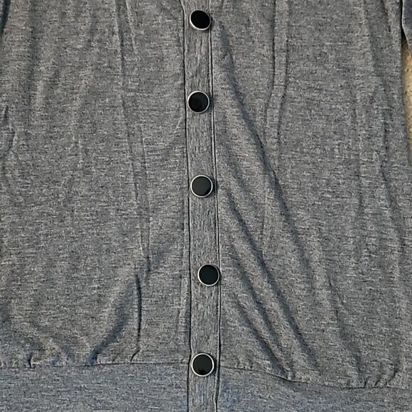 AmélieBoutik Women Shirt Collar Pleated 2 in 1 Style Pullover Blouse Top Gray S - Picture 9 of 12